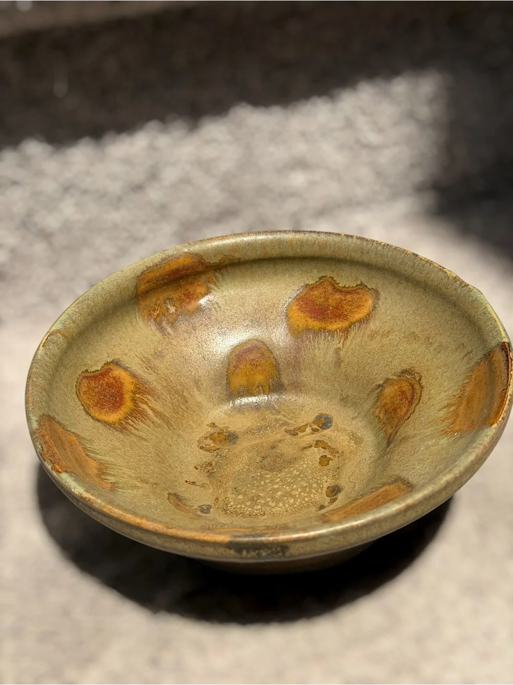 OOAK Handmade Studio Pottery Bowl Drip Glaze Earth Tone Stoneware 6.5”